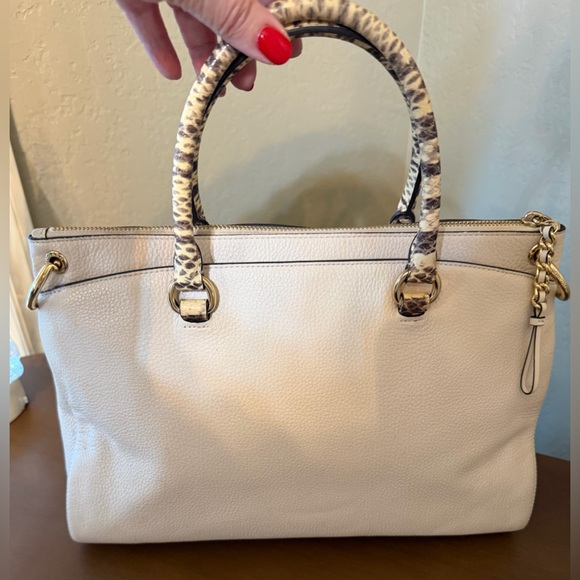 Coach Cream Mia Satchel with Animal Print Handles and Crossbody Strap - Picture 6 of 16